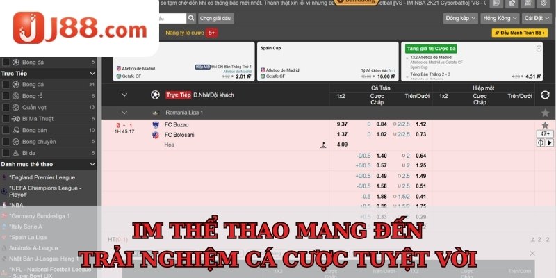 IM Thể thao mang đến trải nghiệm cá cược tuyệt vời